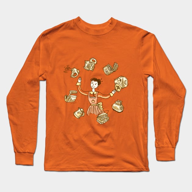 Woman Kitchen Long Sleeve T-Shirt by Mako Design 